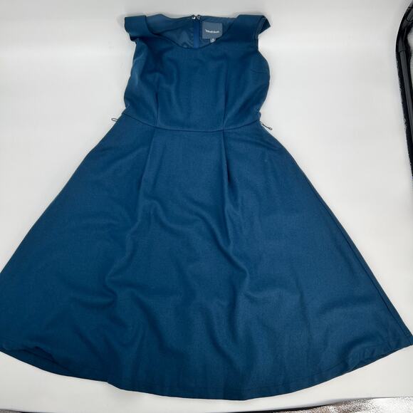 ModCloth Wool Blend Dress Sz 10 Blue A Line Sleeveless Tank Knee Length Pockets - Picture 4 of 11